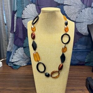 New York & Company Acrylic Black and Amber Toned Necklace